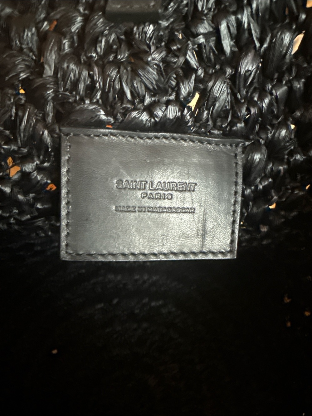 Saint Laurent Panier Small Black Raffia Tote with Gold YSL Emblem - Picture 6 of 6